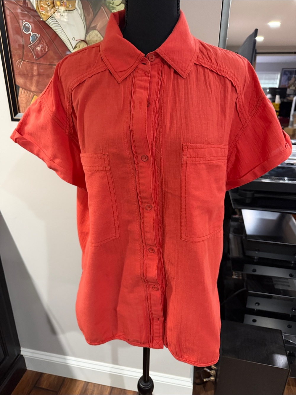 We the free women’s button down size large top deep coral